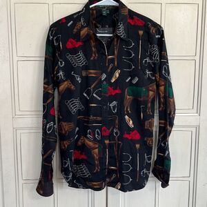 Lauren Ralph Lauren size large button down shirt horse equestrian theme